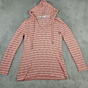 Jean Pierre Klifa Sheer Hoodie Womens Sz Small Pink Coastal Beach Preppy Tunic